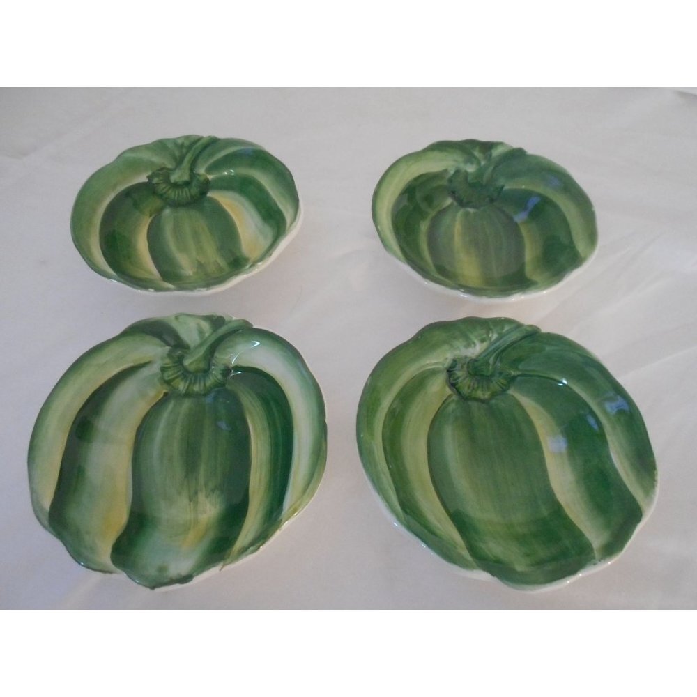 Vintage Set of 4 Green pepper small bowls Made in Italy Estate Find